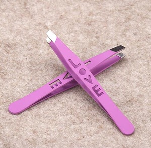 pink professional cosmetic eyebrow slanted tweezers