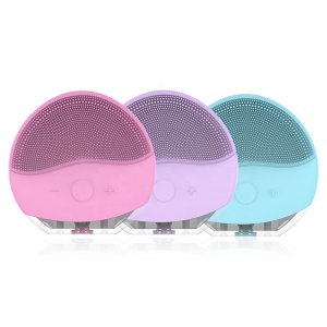 Portable USB Recharging Sonic Vibration Face Cleansing Brush Silicone Waterproof Electric Facial Brush
