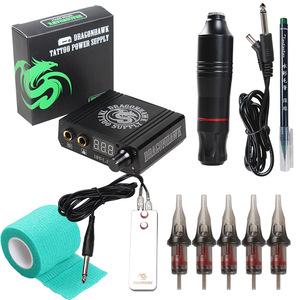 Dragonhawk Tattoo Kit 4 Machine Gun 40 Color Ink Power Supply