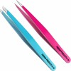 Tweezers for Eyebrows Blinkeen 2 Pack Tweezer Set Tweezers for Ingrown Hair blackhead craf splinter Professional Eyebrow