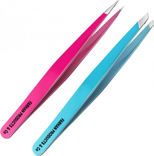 Tweezers for Eyebrows Blinkeen 2 Pack Tweezer Set Tweezers for Ingrown Hair blackhead craf splinter Professional Eyebrow