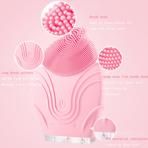 Sain Amazon Best Seller Silicon Skin Cleaning Sonic Rechargeable Rotating Facial Cleansing Brush Tool / Massage Beauty Device