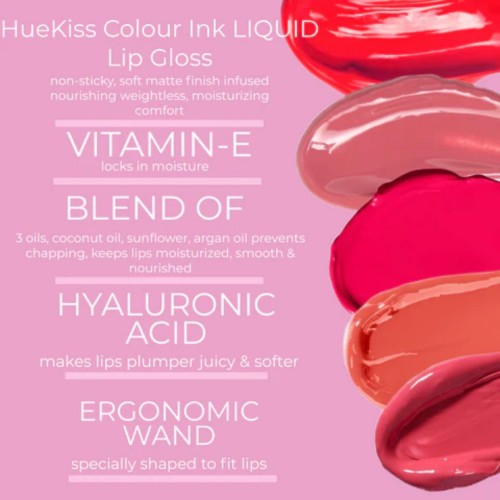 IDA Beauty Hue Kiss Color Ink Lip Gloss - Long-Lasting Lip, Glasting Color Gloss, Hydrating, Smudge-Proof | Vegan, Halal, Cruelty-Free