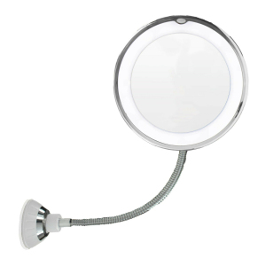 10x Magnifying Flexible Gooseneck Makeup Mirror With Led Light Bathroom Suction Cup 7 Inch