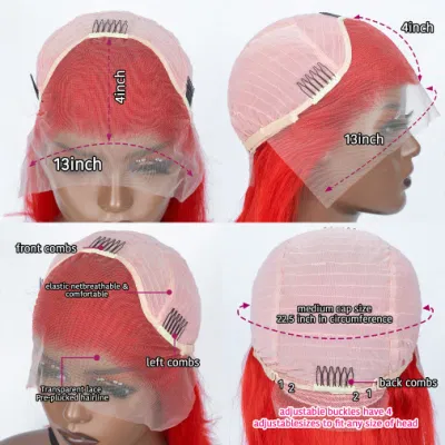 2023 Hot Sale Beautiful Red Bob Wholesale Human Hair 13X4 HD Transparent Lace Front Wigs for Black Women