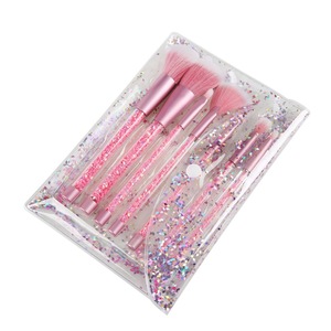7pcs professional glitter makeup brush set professional promotional makeup brush tool kit with crystal acrylic handle