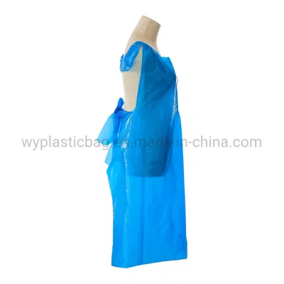 Blue White Disposable Plastic Aprons for Painting PE Polyethylene Apron