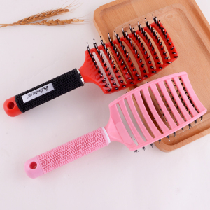 Boar bristle vent hair brush curved hair brush ,dry fast hair brush ,boar hair extension brush