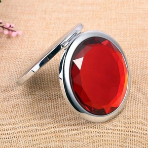 Custom Portable Folding Crystal Small Mirror Compact Pocket Makeup Mirror With Gift Box Packing