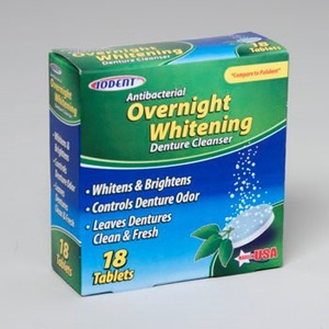 DENTURE CLEANSER TABLETS 18 COUNT OVERNIGHT WHITENING #460