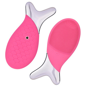 Electric Rechargeable Fish Scraping Plate Silicone Facial Cleanser Brush Vibration Massage Multi-Functional Beauty Equipment