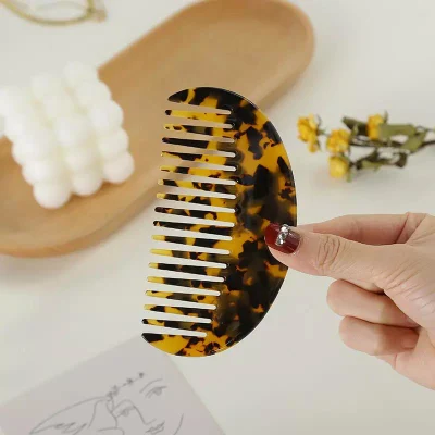 Fashion Acetic Acid Sheet Anti-Static Comb South Korea Ins Cute Hair Tool Leopard Marble Custom Wide Tooth Comb