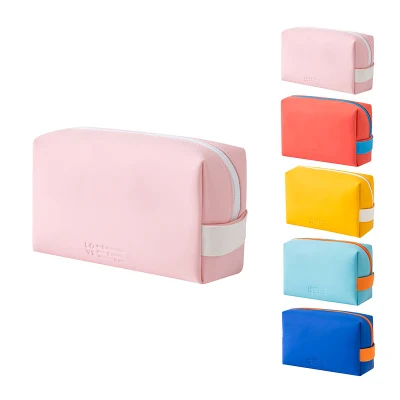 Ins Style Solid Color Multifunction Stocked Casual Mini Travel Cosmetic Storage Bag PU Hand Cosmetic Storage Bag Make up Bag