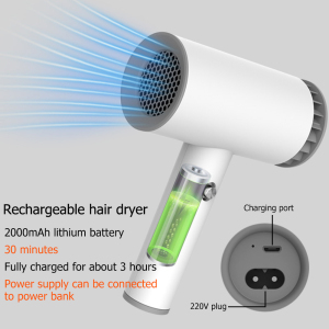 Multifunctional portable USB rechargeable smart cordless cold/hot air dryer