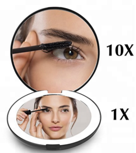 natural look 1X/10X Magnification LED Lighted Travel Makeup Mirror