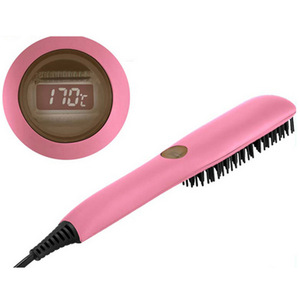 New LCD Ceramic Hair Straightening Brush Comb Irons Electric Hair Straightener Brush