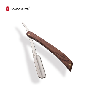 RAZORLINE H15WY Brown Professional Fancy Wooden Handle Face Shaving Razor