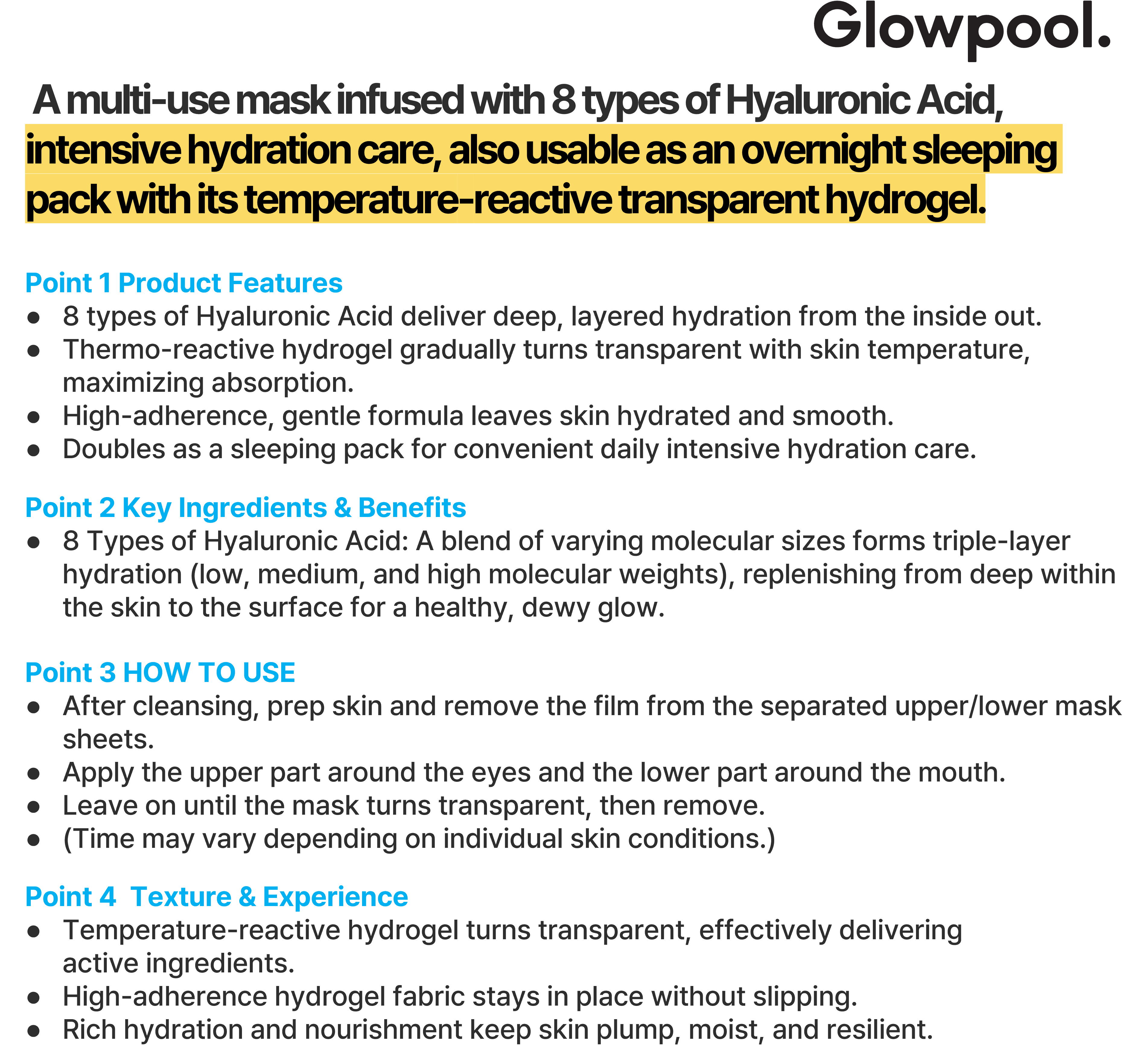 [Skin Care] 8- HYALURONIC ACID HYDRATION HYDROGEL MASK