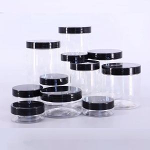 Translucent Round Wide-Mouth Plastic Jars Bulk Pack - 8 oz, Black