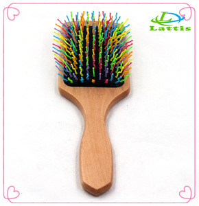 Wooden Handle bamboo needle Massage Hair Brush Comb