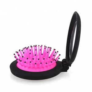 Yaeshii Hot Selling Professional Round Mini Folding Hair Brush with Mirror