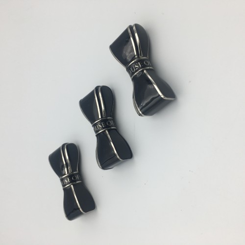 Custom Cosmetic Packaging Metal Zinc Alloy Black Bowknot Design Empty Shell Lipstick Tube