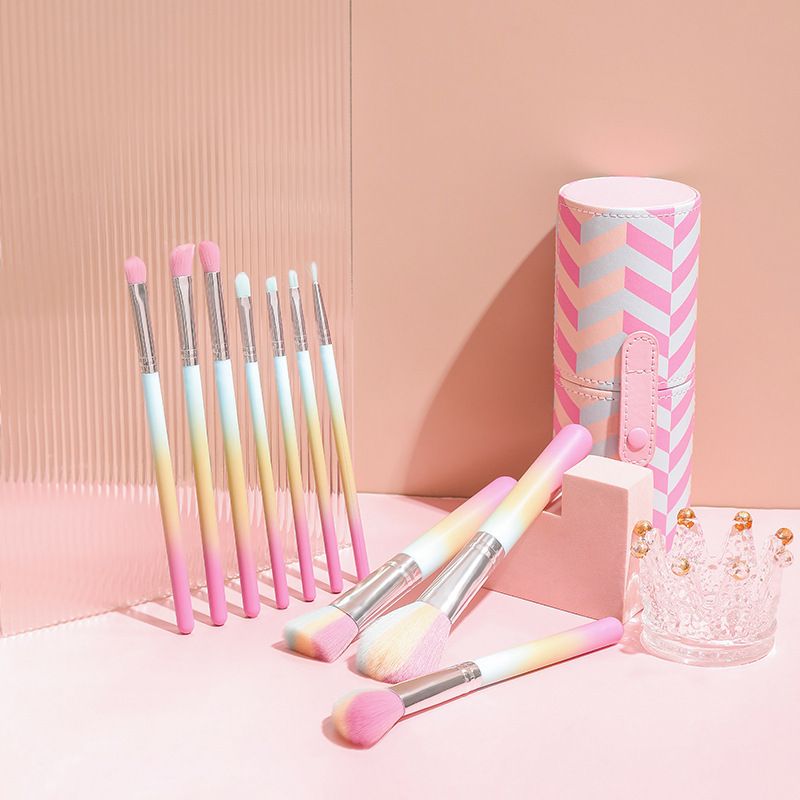 Professional Rainbow Makeup Brush Set with Storage Case | Wholesale Cosmetic Brushes for Private Label & Bulk Orders