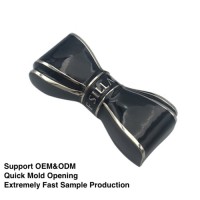 Custom Cosmetic Packaging Metal Zinc Alloy Black Bowknot Design Empty Shell Lipstick Tube