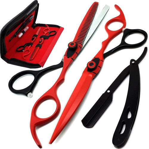 Stylish Haircut Scissors Set-Hair Cutting Scissor for Barber/Hairdresser/Hair Salon-Texture/Thinning Hairdressing Straight Razor