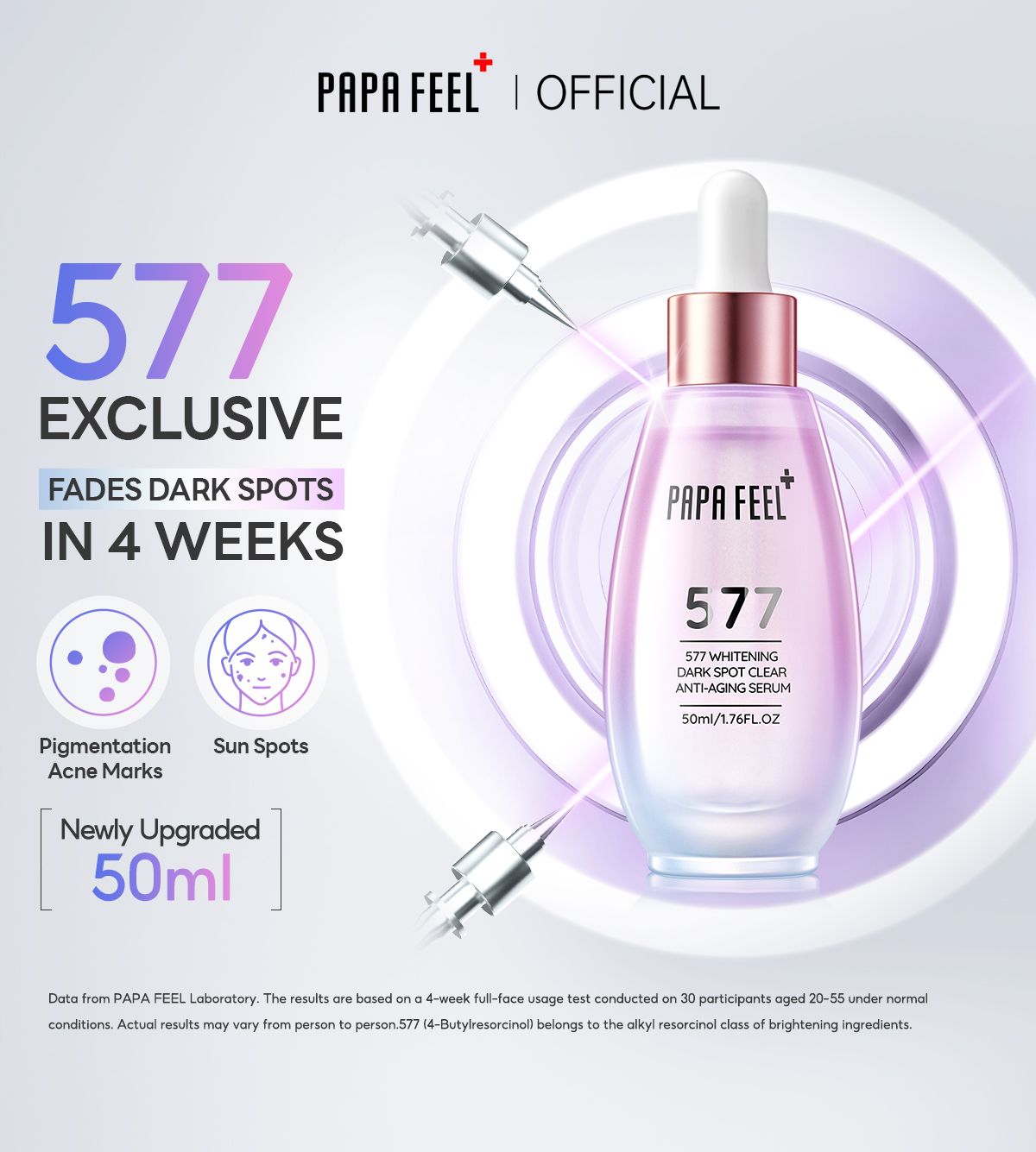 [BIG]PAPA FEEL 577 Fade Dark Spot Serum 50ml Acne Mark Brightening | 4-Butylresorcinol + Niacinamide + Arbutin + VC + Retinol