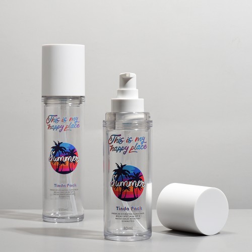 Empty PET Cosmetic lotion Bottle Custom color  Lotion Pump Bottle with White Cap for Sunscreen Toner