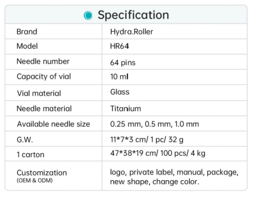Hydra Microneedle Stamp HR64 – Derma Roller Stamp  Applicator for Face Serum