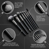Professional 11 Pcs Matte Black Makeup Brush Set Custom Logo Vegan Synthetic Cosmetic Brushes Set with Cylinder Storage Box