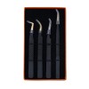 Set of 4 Diamond Grip Eyelash Extensions Tweezers Japanese Stainless Steel Lash Tweezer (Black) BY FARHAN PRODUCTS & Co