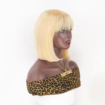 Cheap Factory Wholesale 100 Human Hair Machine Made Blonde 613# Bob None Lace Wigs for Black Women