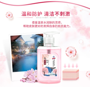 Hot-Sale 500ml Spring Water Sakura Hand Liquid Wash Soaps for Household Lavatory