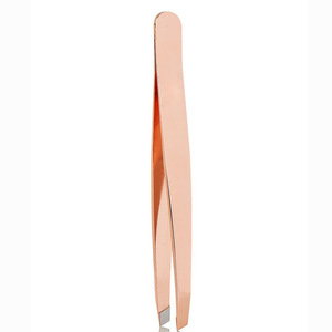 Latest Rose Gold Eyebrow Tweezers Rose Gold Manicure Tweezers Slant and Point Tip Stainless Steel Tweezer Duo, Rose Gold