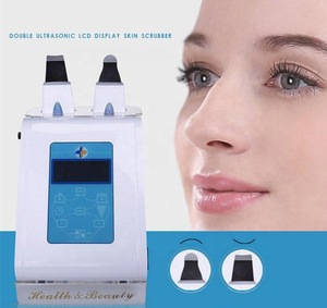 Newest portable face double ultrasonic skin scrubber unit / utensils scrubber for beauty salon and home use