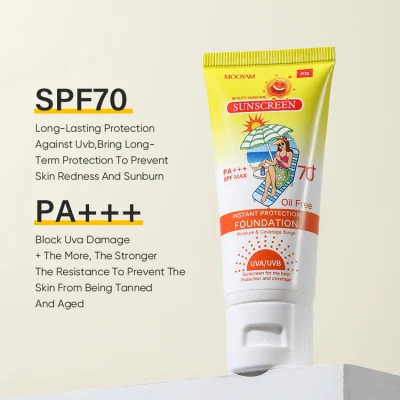 Own Brand Vegan SPF 50 ++ SPF 70 + Sunscreen 40g Summer UV Isolation Waterproof Sweat-Proof Non-Greasy Sun Cream