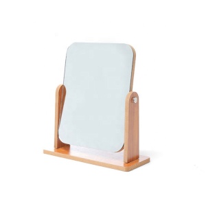 Square Double Sides Cosmetic Table Desk  Makeup Mirror Portable Standing Mirror With Wood Frame