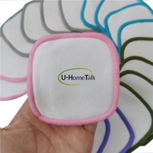 U-HomeTalk 2020 Square Shape 8CM Reusable Facial Bamboo Cotton Velvet Terry Makeup Remover Pads With With Cotton Meshbag