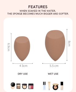 Very soft makeup sponge case foundation blender waterdrop cut shaped vegan velour soft makeup powder puff sponge with laser logo