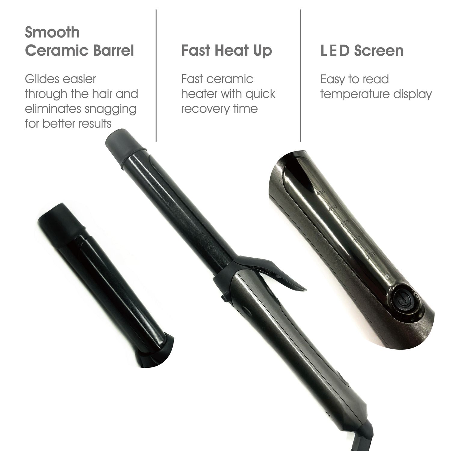 WT-1903J Touch Control Nano-ceramic Barrel Patented Design Curler Ceramics 1" Curling Iron with Clip