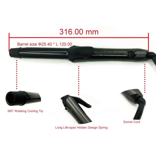 WT-1903J Touch Control Nano-ceramic Barrel Patented Design Curler Ceramics 1" Curling Iron with Clip