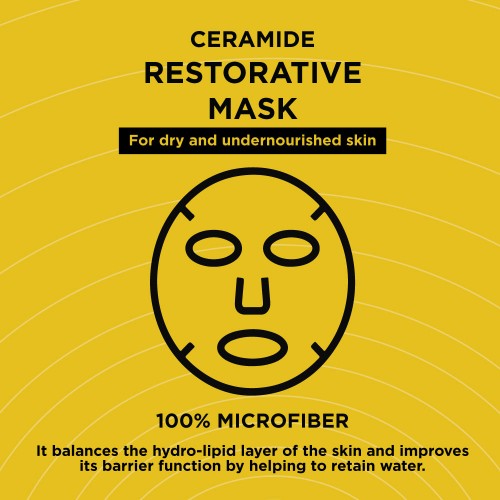 Ceramida Sheet Mask. 100% Microfiber. For Dry And Undernourished Skin. Restores The Skin Barrier, And Provides Deep Moisturization. With Cermamide 3, Hyaluronic Acid. Restorative Mask. Vegan Skincare.