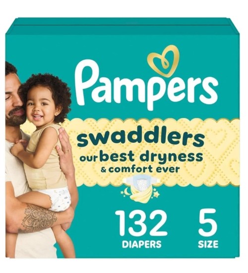 Pampers Swaddlers Diapers, Size 5 (20-37 lbs), 132 Count