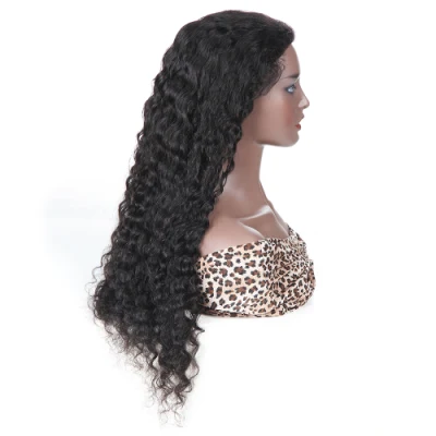 180 Density Wholesale Virgin Human Hair 24-Inch Natural Deep Wave 13X4 HD Transparent Lace Front Wigs for Black Women
