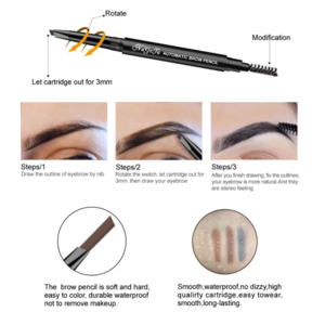 2019 high quality 2in1 automatic eyebrow pencil eye brow pencil with brush eye brow makeup ODM/OEM Cosmetics manufacturer