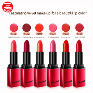 6 Colors Matte Cream Lip Stick Velvet Cosmetic Round  Lipstick Private Label