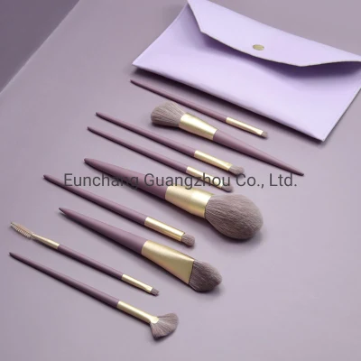Basic Customization Purple Handle 9PCS Makeup Brush Set Professional Brush